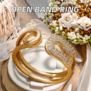 Open Band <b>Ring</b> Women Girls Minimalist Expandable <b>Statement</b> Stackable Paperclip Safety Pin Toe Knuckle Zircon Wedding Engagement - Product Image 2