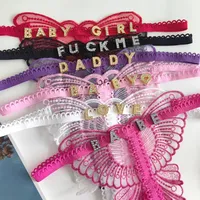 String de lingerie sexy à entrejambe ouvert en forme de lettre papillon
