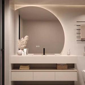Double Layer Wall Mounted Minimalist Solid Wood Bathroom Vanity with Hot Bending Seamless Integrated Basin - Product Image 6