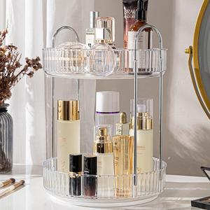 Étagère rotative de rangement cosmétique Jiasheng à 3 niveaux, organiseur de maquillage en plastique transparent pour produits de soin de la peau dans la salle de bain - Product Image 2