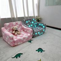 Canapé enfant moderne multi-configurations, lumineux dans le noir, doux, avec housses en flanelle lavables, pliable, portable, pour chambre et salon, certifié OEKO-TEX