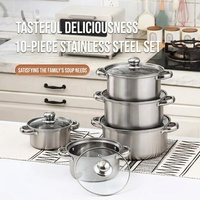 Ensemble de 10 casseroles en métal avec logo personnalisé, double poignée, faitout, marmite et couvercle en verre pour la famille