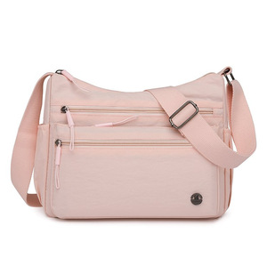 Women's Crossbody Bag Large Capacity Nylon Water Resistant Multi Layer Shoulder Bag For Everyday Use Solid Color Horizontal - Product Image 5