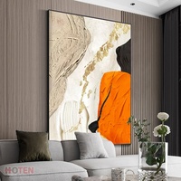 100% peint à la main doré peinture à l'huile abstraite sur toile moderne épais texturé pour salle à manger ou chambre à coucher comprend un cadre