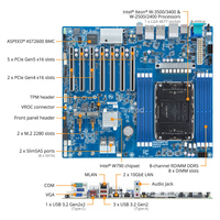 MW83-RP0 PCIe x16 USB 3.2 8 slot DIMM Mendukung DDR5 RDIMM Motherboard Workstation LGA4677 untuk CPU Xeon W-3400 Tahan Lama
