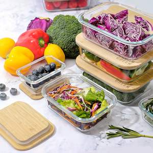 Pot hermétique en plastique empilable d'organisateur de stockage d'aliments de céréale de cuisine avec les couvercles en bambou - Product Image 3