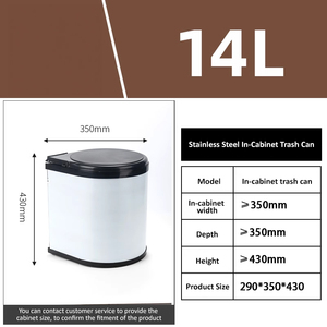 8L/14L Under Sink Trash Can with Cover and <strong>Wheelie</strong> <strong>Bin</strong> Pressing Type Style Garbage/home Kitchen Trash Can - Product Image 5