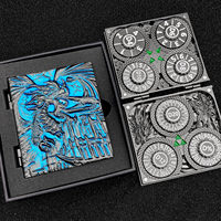Dés à roulettes 3D électroplaqués Dragon Relief, 7-en-1, rotatifs, pliables, de poche, en métal, pour D&D (Dungeons & Dragons)