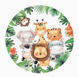 DAMAI Jungle Zoo Party Theme Birthday Christmas Back School Party Set Tableware Set Paper Plates Tissues <b>Tablecloth</b> Flags - Product Image 4