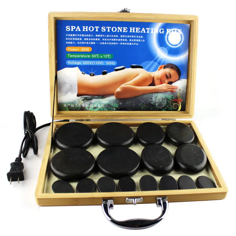 Vente chaude Électrique Spa huile essentielle Portative en pierre Roches Chauffées Pierres de Massage et Plus Chaud Ensemble est Livré avec 16 pièces pierres Chaudes