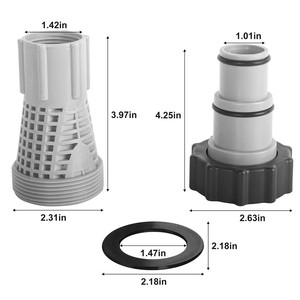 Connecteur de pompe à sable Intex 58254, adaptateur A45206, raccord de pompe de filtration de piscine, gris ABS, installation facile - Product Image 5