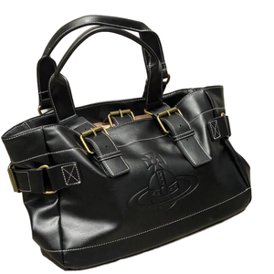 Sac fourre-tout moto vintage en cuir véritable Niche Empress Dowager Saturn, bandoulière unique, broderie géométrique en polyester - Product Image 1