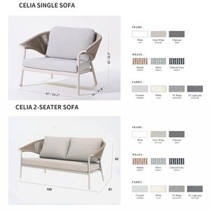 Ensemble de meubles de patio en corde pour toutes les saisons, canapé d'extérieur moderne avec table basse, ensemble de salon de jardin de luxe pour balcon - Product Image 4