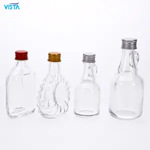 VISTA热卖迷你火石玻璃瓶空玻璃酒瓶带铝螺帽低价