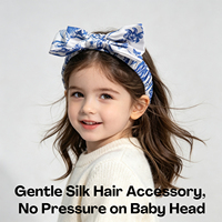 Bandeau en soie imprimé avec nœud pour enfants, 100 % pure soie de mûrier, accessoires de luxe pour cheveux de bébé fille, vente en gros