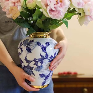 Vase de table artisanal en céramique de Style chinois pot de gingembre vase de <span class=keywords><strong>Delft</strong></span> en <span class=keywords><strong>porcelaine</strong></span> vase floral bleu et blanc pour la décoration intérieure - Product Image 1