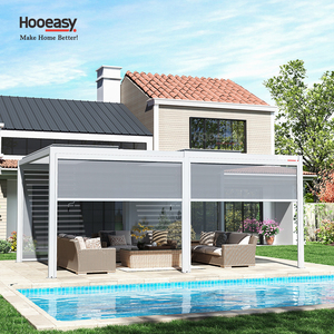 <span class=keywords><strong>Pergola</strong></span> bioclimatique en aluminium Hooeasy pour l'extérieur, avec stores pare-vent, écran d'intimité et volets coulissants pour portes. - Product Image 3