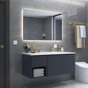 Conjunto de Lavabo Moderno Personalizado YALIG con Mueble Flotante de Pared de MDF, Lavabo y Organizador de Maquillaje - Product Image 4