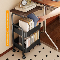 Table d'appoint roulante avec roulettes, étagère de rangement multi-niveaux, chariot de rangement mobile moderne et écologique pour salon et chambre à coucher