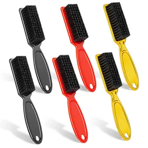 Custom Logo Neck Duster Brush Gold Plating Handle Nylon Bristle Fade Brush Salon Barber Beard Styling Brush for Men