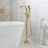 Robinet de baignoire HONGDEC de luxe en laiton brossé bronze, mitigeur double poignée, robinet de baignoire sur colonne, pour salle de bain