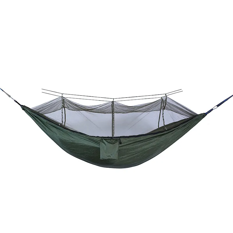 S037 Wholesale outdoor 210t nylon double portable camping hammock with mosquito net