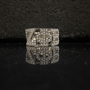 Lettre grecque ZPB 1920 Gravé Carré Bleu Strass Anneau Élastiques Argent Zeta Phi <span class=keywords><strong>Beta</strong></span> Rétro Bouclier Femmes Filles Bagues - Product Image 3