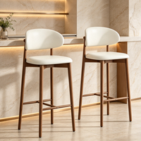 Tabourets de bar modernes nordiques de luxe léger avec dossier, en bois, pour cuisine et usage commercial, avec sièges en cuir PU pour bar à domicile