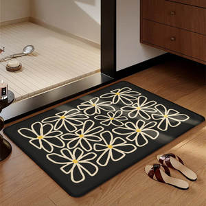 Alfombra de baño floral rectangular de fibra de poliéster antideslizante absorbente para baño, dormitorio, uso doméstico, lavable a máquina, patrón 1 - Product Image 3