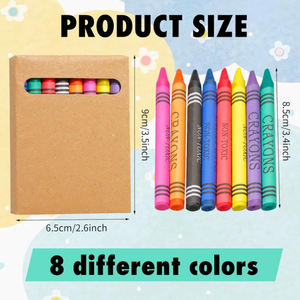 크레용 벌크 8 다른 색상 크레용 포장 왁스 미니 박스 대량 파티 호의 교실 홈 생일 학교 - Product Image 2