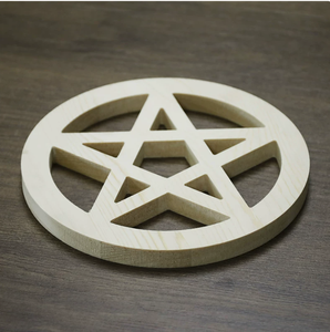 Ornements en bois de couleur vintage pour la décoration de la maison, motifs en bois ajourés en étoile à cinq branches et en nœud triangulaire - Product Image 2