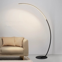Lampadaire LED moderne nordique avec abat-jour en métal Design debout en arc pour décor de salon d'hôtel pour la pêche d'angle