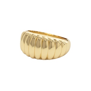 Bague pour homme personnalisée, fine et élégante, plaquée or 14 carats, à surface côtelée, en argent sterling 925, bijoux fins pour homme, également adaptée aux femmes - Product Image 1