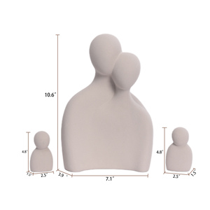Conjunto de 3 estátua moderna de família de cerâmica, acessórios de decoração de casa única, item de ornamento de mesa ajustável - Product Image 6
