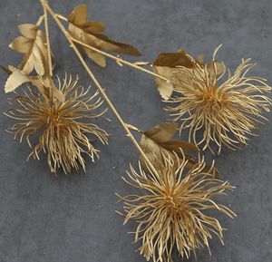 Feuilles d'eucalyptus artificielles dorées, feuilles de ginkgo dorées pour mariage, décoration, variété de feuilles de plantes dorées artificielles - Product Image 5