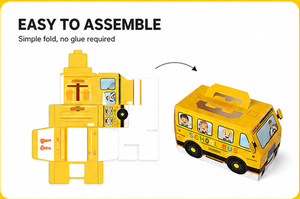 Custom Yellow School Bus Shaped <b>Gift</b> <b>Box</b> with Handle Clear Window Paperboard Kids Toy Packaging for Candy and Wholesale - Product Image 6