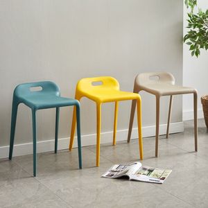Tabouret bas en plastique coloré empilable, moderne, petit tabouret pour salon, cuisine, salle de bain, tabouret pour enfants, antidérapant - Product Image 2