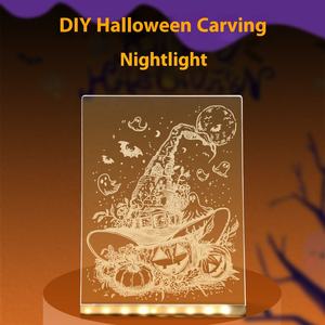 Croquis faits à la main acrylique conseil LED veilleuse Halloween bricolage sculpture avec batterie pour chambre noël atmosphère éclairage - Product Image 2