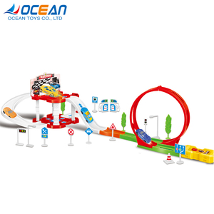 Bambini slot pipeline di espulsione 360 gradi loop da corsa elettrica fai da te auto giocattolo pista - Product Image 1