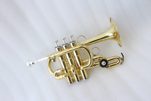 Modèle professionnel vannes rotatives Piccolo chinois <span class=keywords><strong>trompette</strong></span> Instruments de musique BB/A trompetas embout en laiton sac étui anches - Product Image 2