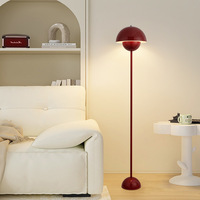 Lampadaire moderne pour salon d'hôtel, avec abat-jour en forme de champignon rouge et jaune, en métal, couleur chaude