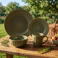 Service de vaisselle en céramique nordique moderne et durable, bols à soupe en grès, assiettes plates, petit bol en céramique