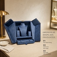 Étui pliable en velours pour présentation de bijoux, idéal pour boutiques, cadeaux, vente en gros, avec logo personnalisé, et tiroir pour colliers, boucles d'oreilles, bagues et chaînes