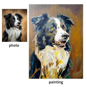 Lukisan impresionis 100% buatan tangan potret anjing peliharaan di atas kanvas produk hadiah subjek hewan unik - Product Image 1