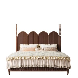 Lit de rangement de style français vintage 1,8 m, lit double avec tiroirs hauts, cadre en bois d'hévéa, lit pneumatique pour adultes, enfants et personnes âgées - Product Image 5