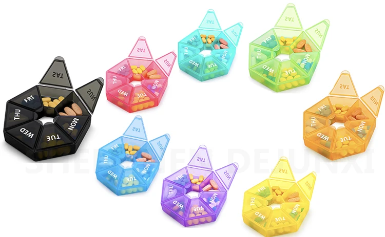 7Sided Portable Pill Box Medicine Planner Small Case Seven Day Weekly Container Pillbox Dispenser Organizer Portable Pill Box