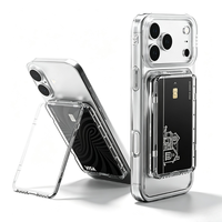 Étui Portefeuille Magnétique Transparent Pliable avec Support Téléphone pour iPhone Séries 17 16 15 14 – Porte-Cartes de Crédit Mince