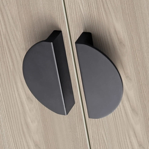 Minimalist Solid Brass Split Round &amp; Half Moon Furniture Handle for Wardrobe Cabinet Drawer - Product Image 1