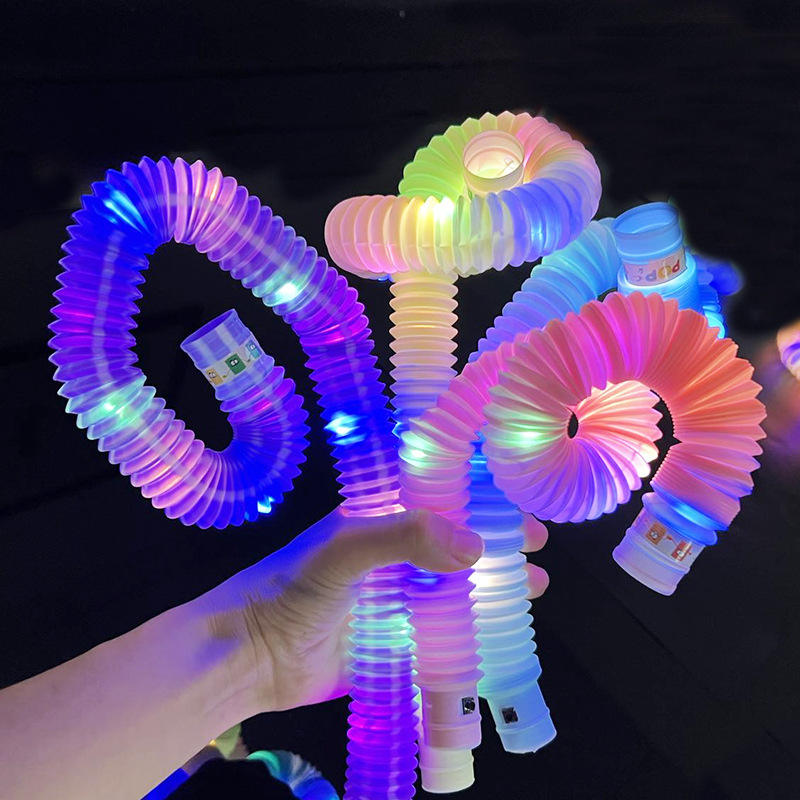 Children's Decompression Luminous Telescopic Tube Color Stretch Plastic Tube Corrugated Tube Flashing Toys
