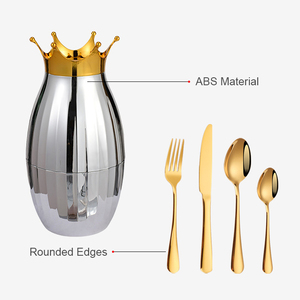 Ensemble de couverts en acier inoxydable doré de luxe, 24 pièces, élégant, en forme d'œuf, avec boîte cadeau - Product Image 2
